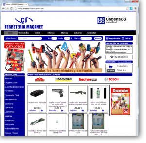 Pantalla de la web de comercio electrónico de FERRETERIA MAÇANET